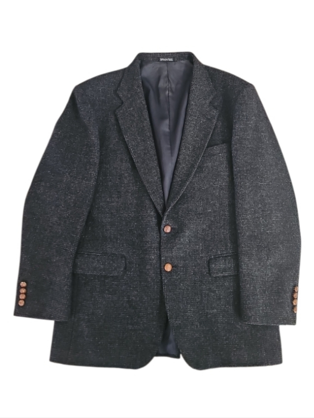 Stanley Blacker Wool Tweed Blazer 42L Navy Green Sport Coat Vintage Ivy